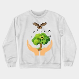 Flying Birds by the Tree with the King of the Sky Crewneck Sweatshirt